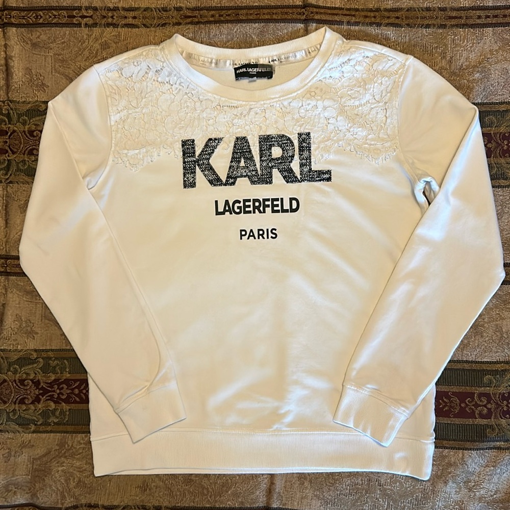 Karl Lagerfeld Paris Sweatshirt with Lace Accent